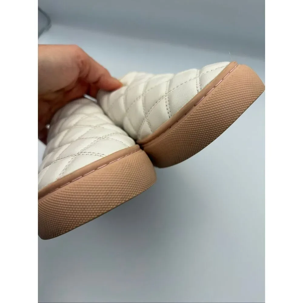 Tory Burch Willa Quilted Leather Slip On Sneakers Ivory Blush Size 7